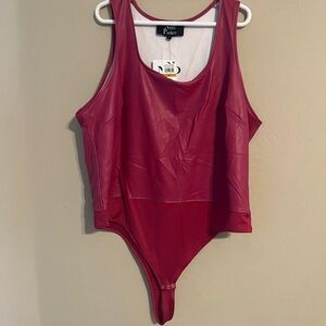 Parker Sangria Faux Leather Bodysuit